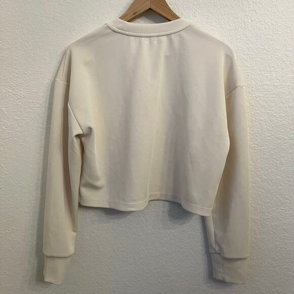 7 Diamonds REV Crop Crewneck Sweatshirt Medium Cream Modal Blend - Picture 6 of 12